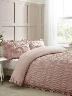Catherine Lansfield Seersucker Frill Duvet Cover Set^ Bedsets & Duvet Covers|Branded Bedlinen