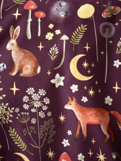 Catherine Lansfield Enchanted Twilight Animals Duvet Cover and Pillowcase Set Plum