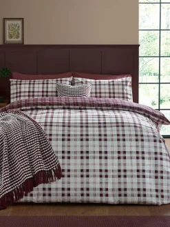 Catherine Lansfield Kelso Check Easy Care Duvet Cover and Pillowcase Set^ Branded Bedlinen