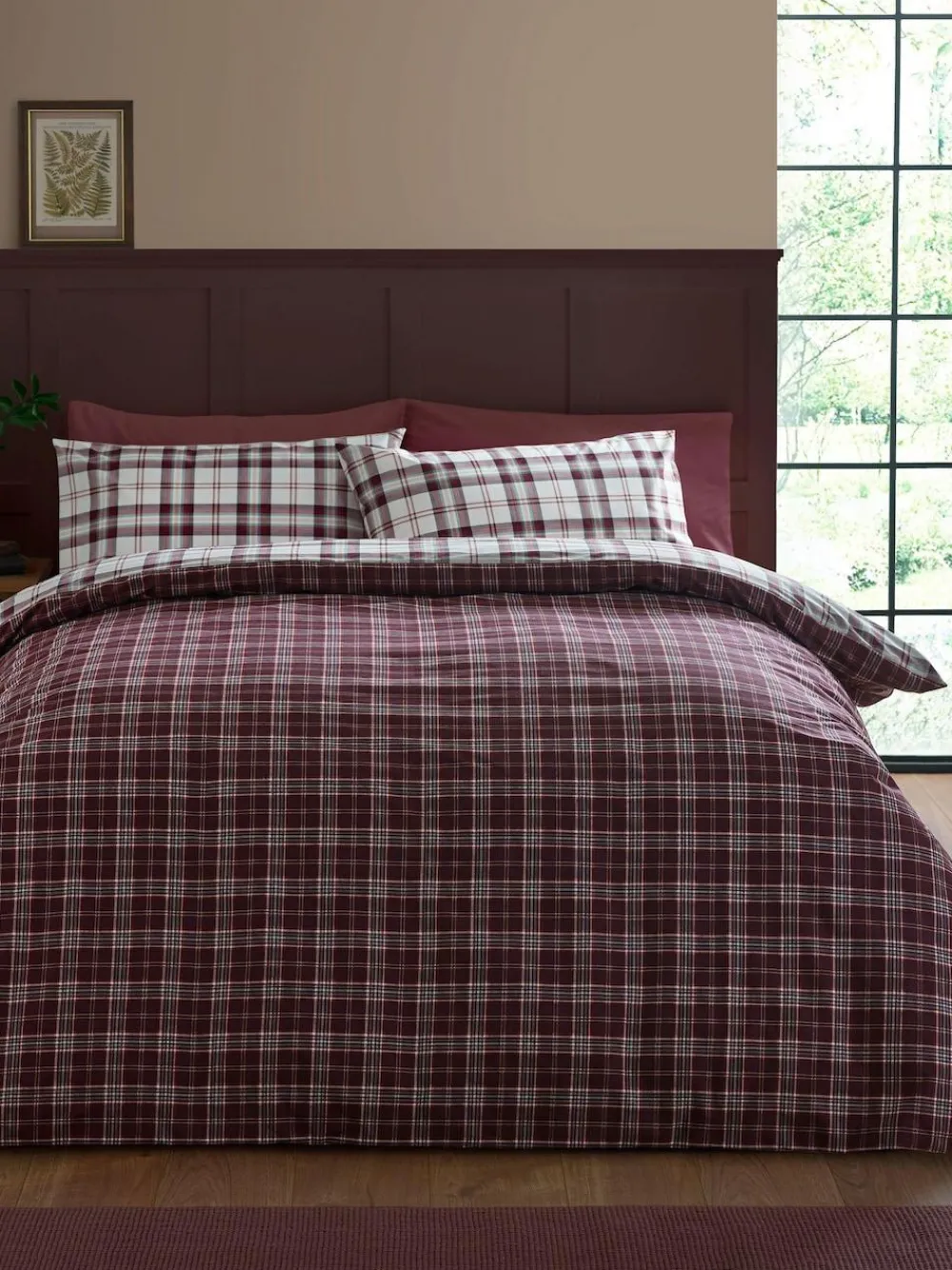 Catherine Lansfield Kelso Check Easy Care Duvet Cover and Pillowcase Set^ Branded Bedlinen