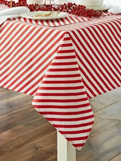 Online Catherine Lansfield Red Christmas Candy Cane 100% Cotton Table Cloth