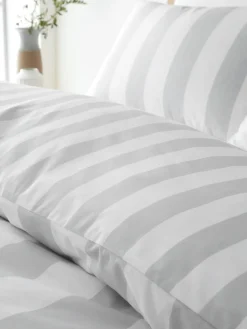Sale Catherine Lansfield Cove Stripe Reversible Duvet Cover Set Silver Grey