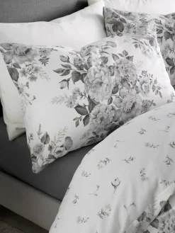 Catherine Lansfield Silver Grey Elinda Floral Reversible Duvet Cover Set