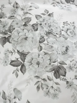 Catherine Lansfield Silver Grey Elinda Floral Reversible Duvet Cover Set