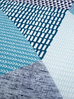 Outlet Catherine Lansfield Teal Blue Larsson Geo Duvet Cover and Pillowcase Set