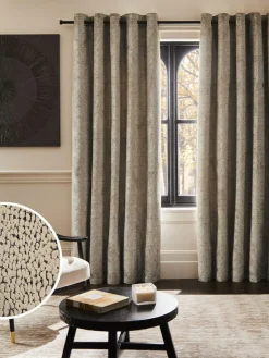 Sale Next Collection Luxe Heavyweight Cut Velvet Eyelet Lined Curtains Champagne Gold