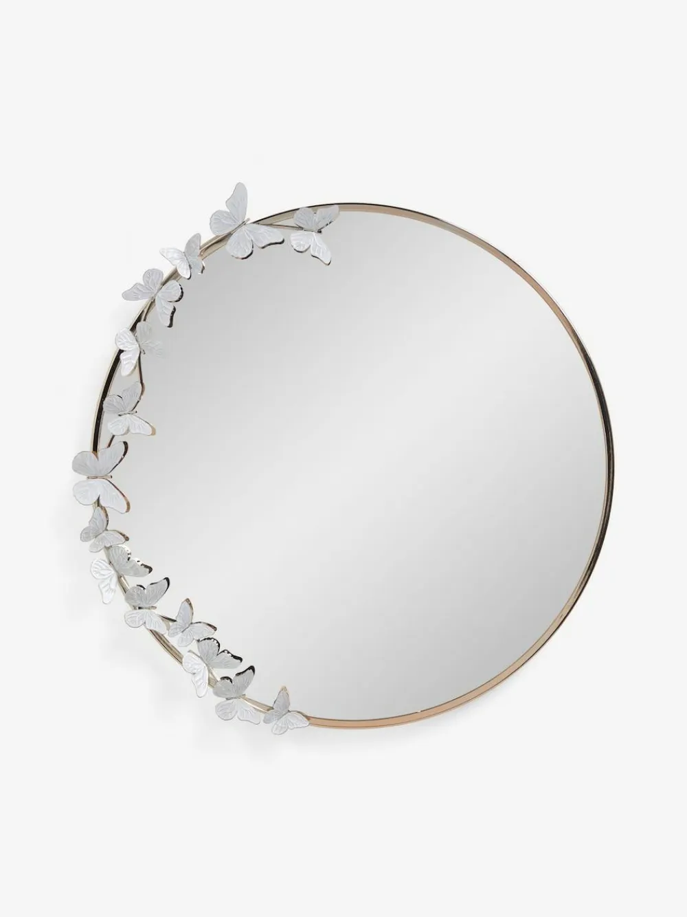 Next Champagne Gold Round Butterfly Wall Mirror