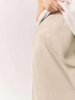 New Next Champagne Gold Satin Midi Skirt