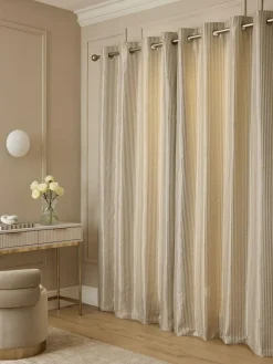 Next Champagne Gold Stripe Jacquard Eyelet Lined Curtains^ Curtains & Blinds