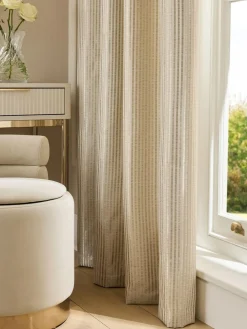 Next Champagne Gold Stripe Jacquard Eyelet Lined Curtains^ Curtains & Blinds