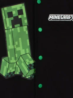 Online Character Black Minecraft Bomber Jacket