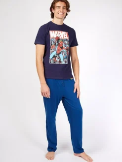 Character Blue Mens Marvel Spiderman Disney 100% Cotton Pyjamas^ Pyjamas
