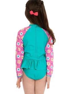 New Character Blue PAW Patrol Skye Long Sleeve Floral Print Swimsuit