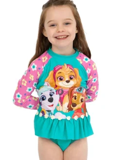 New Character Blue PAW Patrol Skye Long Sleeve Floral Print Swimsuit