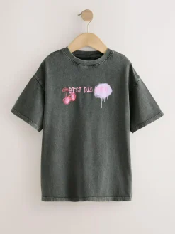 Discount Next Charcoal Graffiti Oversized Graphic Print T-Shirt (3-16yrs)