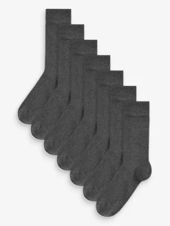 Next Charcoal Grey 7 Pack Mens Cotton Rich Socks