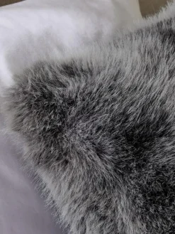 Clearance Next 43 x 43cm Loulou Faux Fur Cushion Charcoal Grey