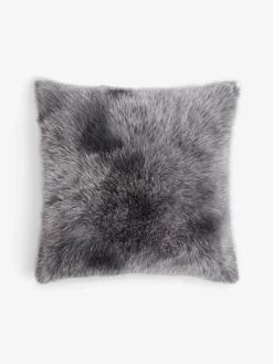 Clearance Next 43 x 43cm Loulou Faux Fur Cushion Charcoal Grey