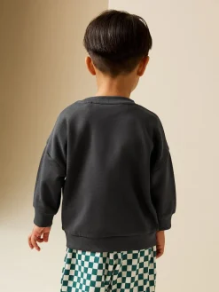 Sale Next Charcoal Grey All-Over Print Crew Neck Sweatshirt (3mths-7yrs)