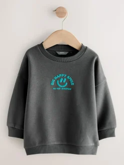 Sale Next Charcoal Grey All-Over Print Crew Neck Sweatshirt (3mths-7yrs)
