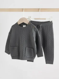 Next Baby Textured Knitted 100% Cotton Jumper and Leggings Set (0mths-3yrs)^BOY Baby Winter Clothing|Knitwear