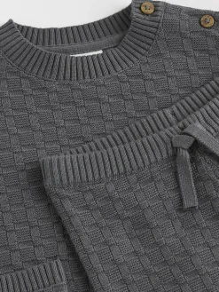 Next Baby Textured Knitted 100% Cotton Jumper and Leggings Set (0mths-3yrs)^BOY Baby Winter Clothing|Knitwear