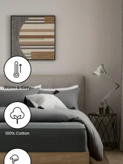 Next Charcoal Grey Brushed Cotton Supersoft Deep Fitted Sheet