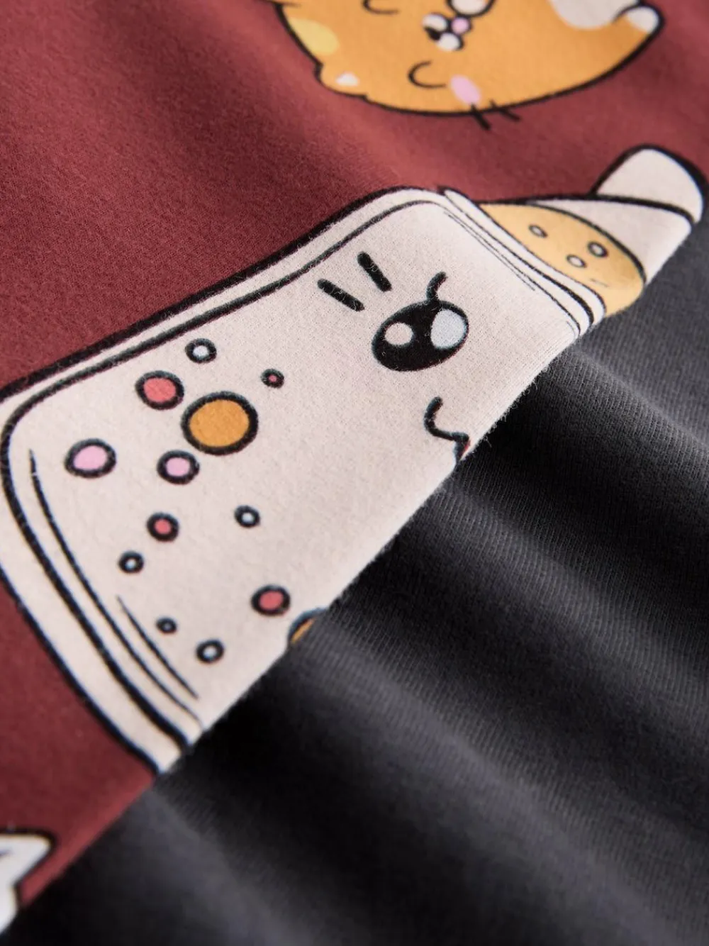 Next Charcoal Grey Bubble Tea Graphic Print Top and Leggings Set (3-16yrs)^ Nightwear|T-Shirts