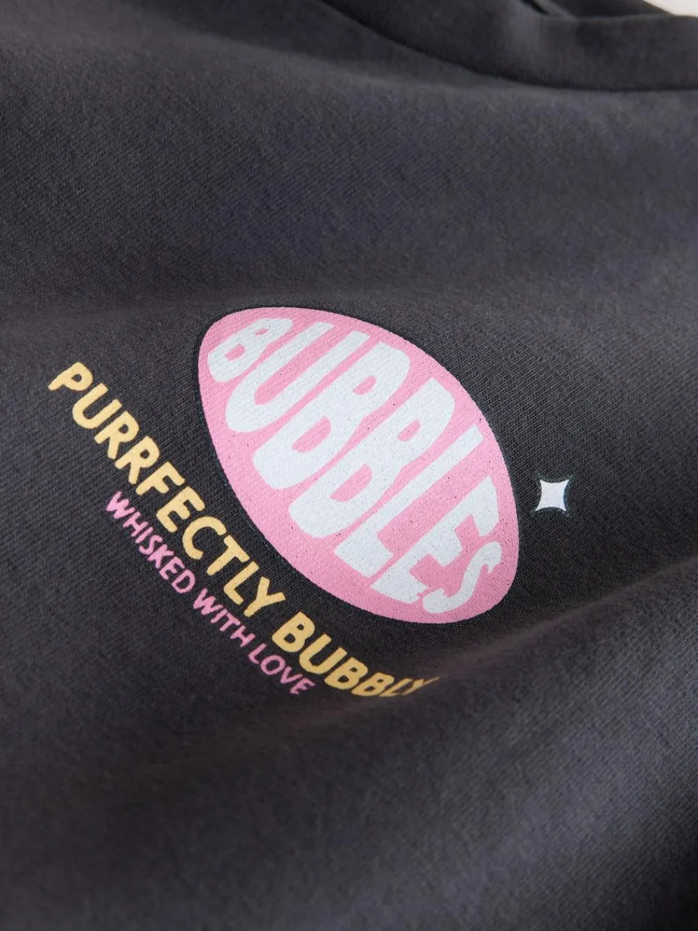 Next Charcoal Grey Bubble Tea Graphic Print Top and Leggings Set (3-16yrs)^ Nightwear|T-Shirts