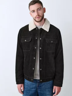 New Next Charcoal Grey Corduroy Borg Lined Trucker Jacket