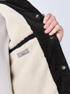 New Next Charcoal Grey Corduroy Borg Lined Trucker Jacket