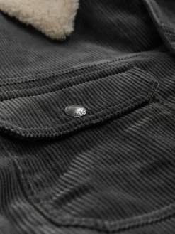 New Next Charcoal Grey Corduroy Borg Lined Trucker Jacket