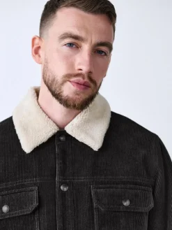 New Next Charcoal Grey Corduroy Borg Lined Trucker Jacket