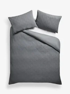 Sale Next Embossed Geometric Duvet Cover And Pillowcase Set Charcoal Grey