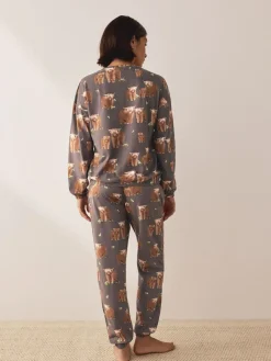 Next Charcoal Grey Hamish The Highland Cow Long Sleeve Pyjamas