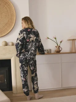 Next Charcoal Grey Leopard Long Sleeve Pyjamas^Women Pyjamas|All Night & Lounge