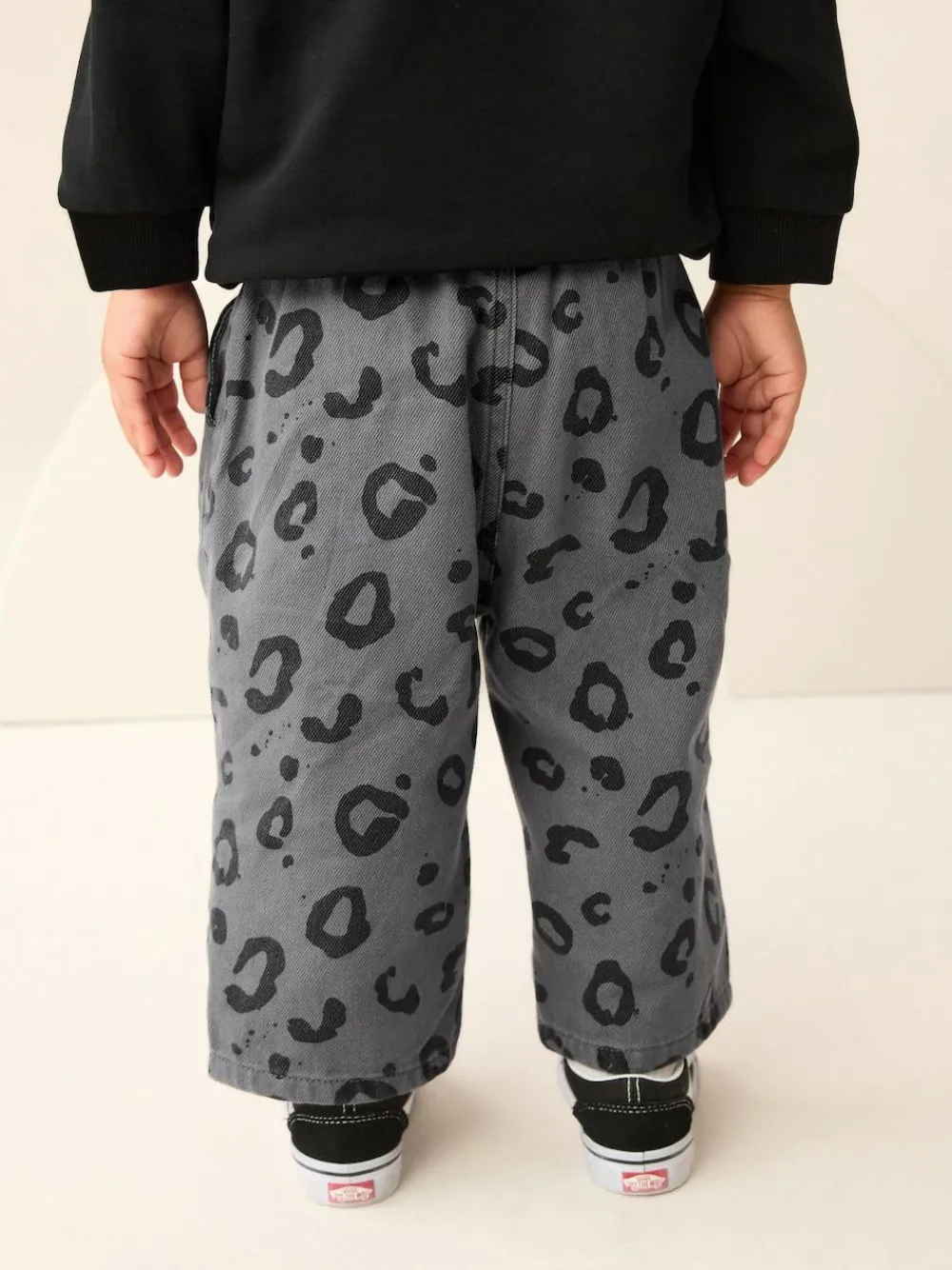 Next Charcoal Grey Leopard Print Printed Pull On Wide Trousers (3mths-7yrs)^BOY Pants & Leggings|Joggers