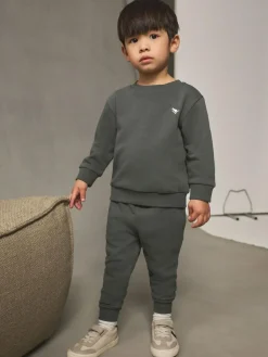 Next Charcoal Grey Logo Sweatshirt And Joggers Set (3mths-7yrs)