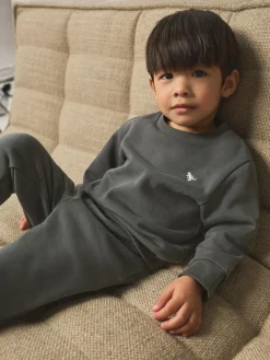 Next Charcoal Grey Logo Sweatshirt And Joggers Set (3mths-7yrs)