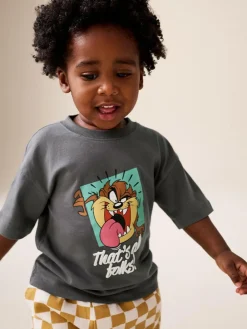 Next Charcoal Grey Looney Tunes Short Sleeve T-Shirt (3mths-8yrs)^BOY Tops|T-Shirts