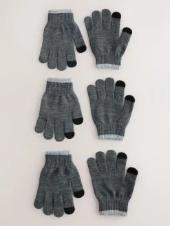 Sale Next Magic Gloves 3 Packs (3-16yrs) Charcoal Grey