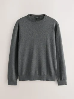 Next Plain Regular Fit Cotton Rich Crew Neck Jumper^ Knitwear|Knitwear