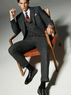 Next Charcoal Grey Regular Fit Wool Blend Trimmed Suit Jacket^ Grey Suits|Blazers & Formal Jackets