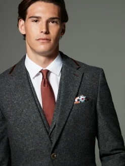 Next Charcoal Grey Regular Fit Wool Blend Trimmed Suit Jacket^ Grey Suits|Blazers & Formal Jackets