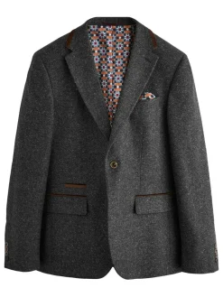 Next Charcoal Grey Regular Fit Wool Blend Trimmed Suit Jacket^ Grey Suits|Blazers & Formal Jackets