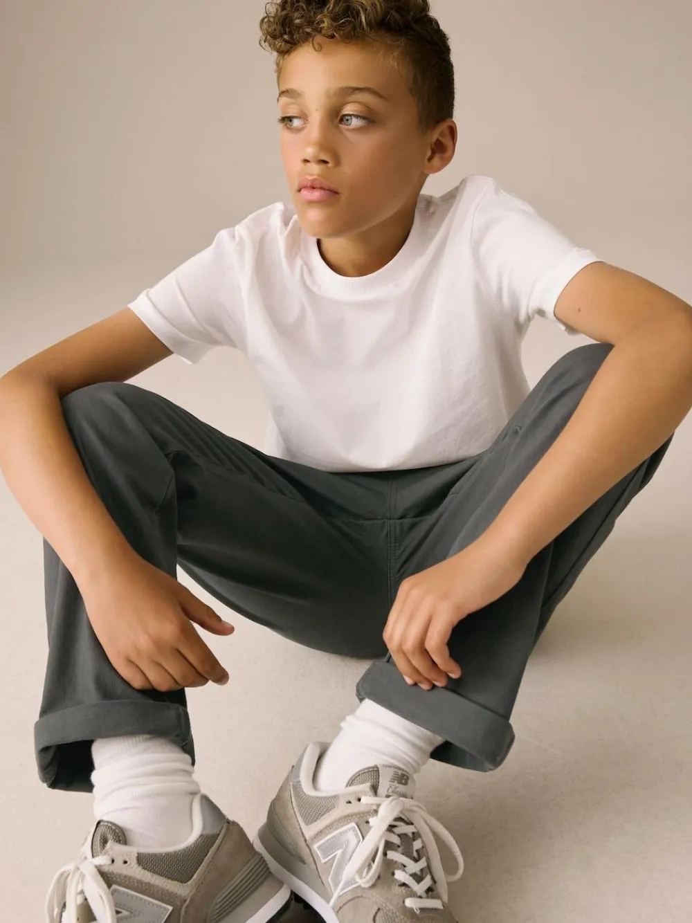 Next Regular Fit Rib Waist Pull-On Trousers (3-16yrs)^BOY Joggers|Pants & Chinos