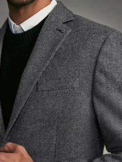 Next Regular Fit Wool Rich Herringbone Blazer^ Blazers & Formal Jackets