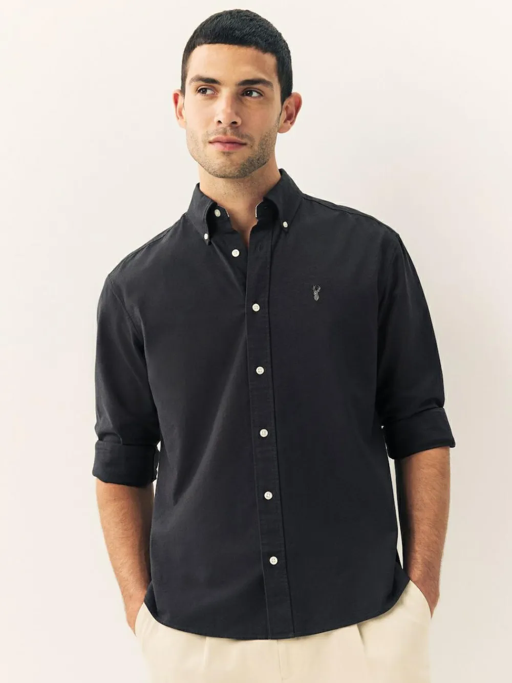 Outlet Next Charcoal Grey Regular Fit Long Sleeve Oxford Shirt