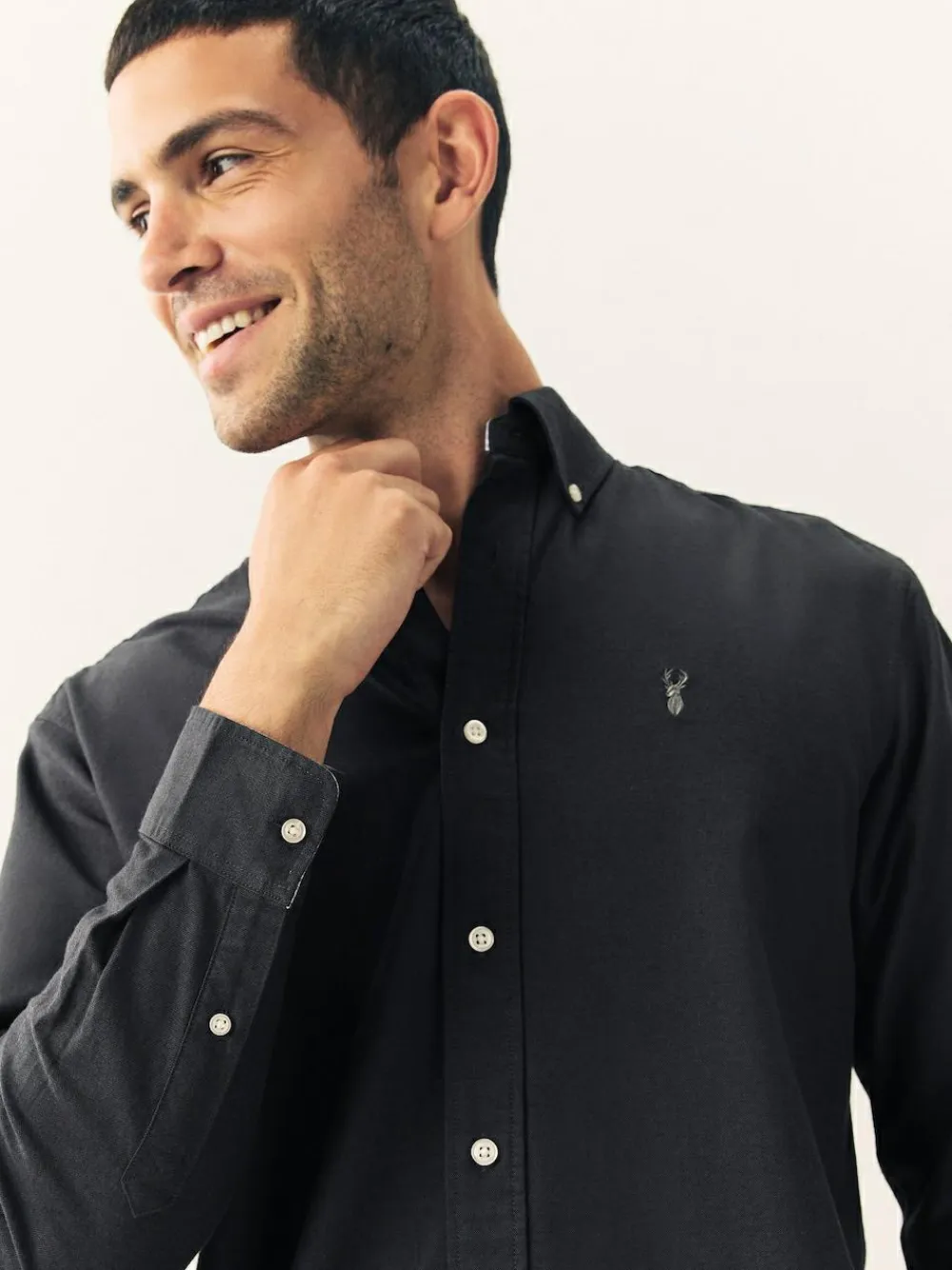 Outlet Next Charcoal Grey Regular Fit Long Sleeve Oxford Shirt