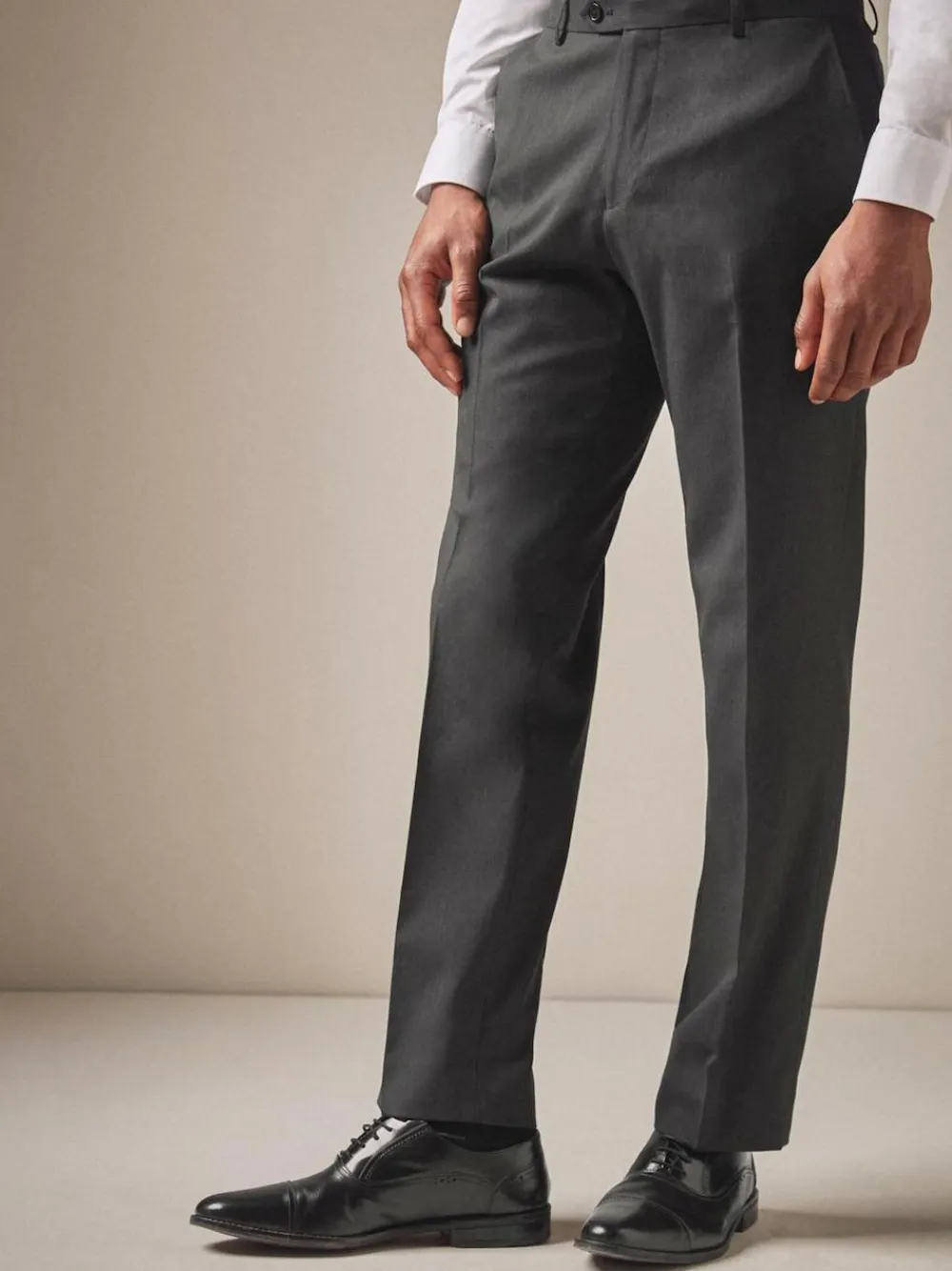 Next Charcoal Grey Regular Fit Stretch Smart Trousers^ Pants & Chinos|Occasionwear